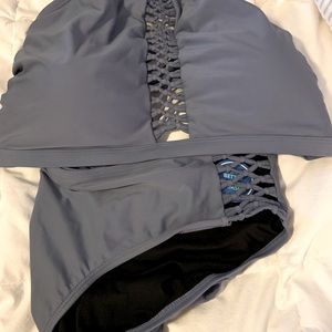 High Neck Bikini Slate Blue 24